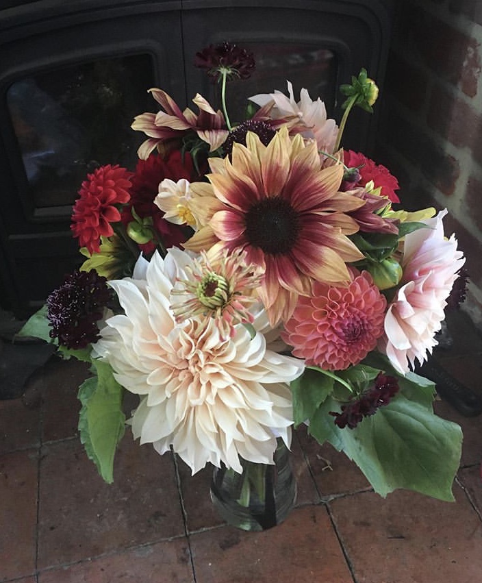Posies in a jam jar photo